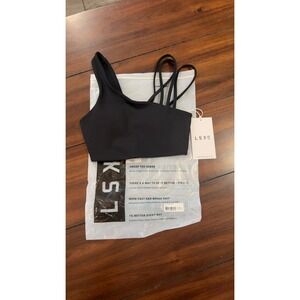 LSKD Galvanise Sports Bra 2.0 Black Asymmetric Strappy Women's 2XS NEW NWT
